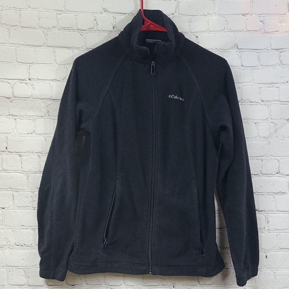 Columbia Womens Solid Black Fleece Full Zip Jacket Benton Springs Sweatshirt SML